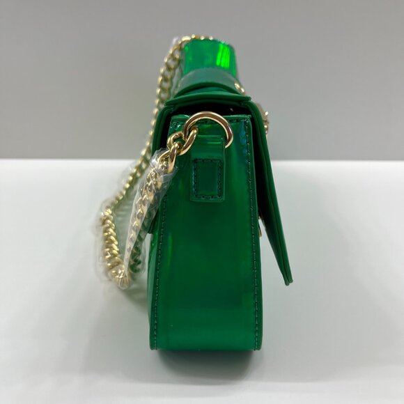 Mermaid Metallic Green / Iridescent - Gold Buckle Crossbody / Chain Straps - NWT - Picture 7 of 10